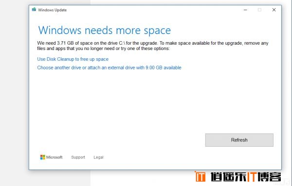 win10系统update升级C盘容量低不足怎么办