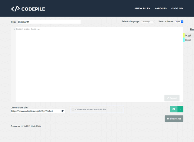线上快速分享程式码，支援多人协作即时编辑CodePile