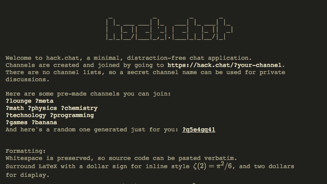 Hack.Chat 在浏览器里快速建立简单、随用即丢线上聊天室，无须下载安装软体