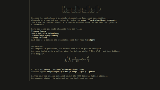 Hack.Chat 在浏览器里快速建立简单、随用即丢线上聊天室，无须下载安装软体