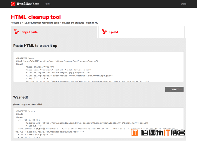 HtmlWasher 网页代码清理工具，快速去除杂乱代码保留基本标签