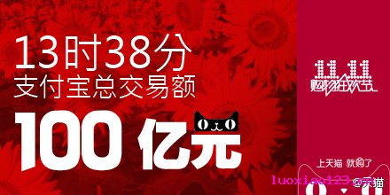 天猫双十一交易额达100亿 超美国网购星期一